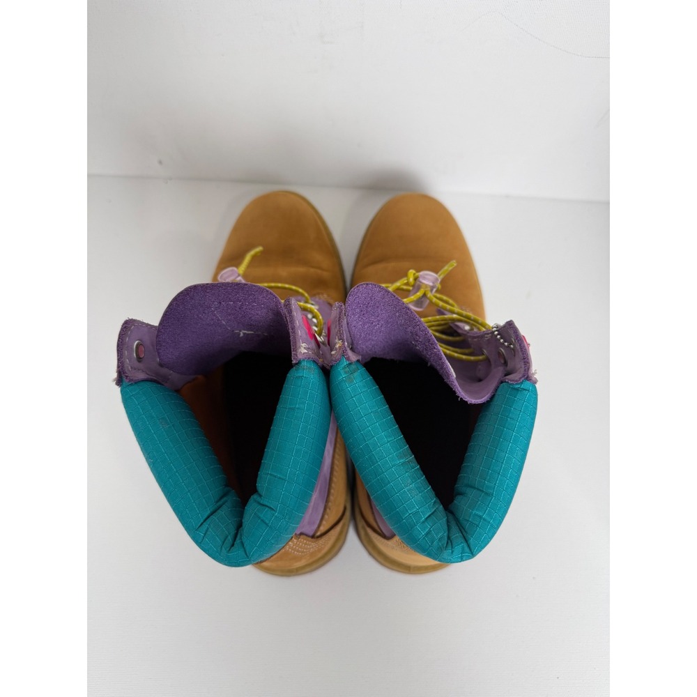 Timberland 6 Inch Premium Waterproof Boots Wheat Purple Teal Women Size 8.5 - Picture 6 of 13